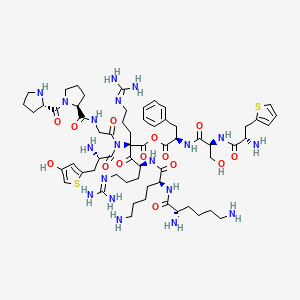molecular formula C62H95N19O14S2 B1667688 L-Arginine, N2-(N-(N-(N-(N-(N-(1-(trans-4-hydroxy-1-(N2-(N2-L-lysyl-L-lysyl)-L-arginyl)-L-prolyl)-L-prolyl)glycyl)-3-(2-thienyl)-L-alanyl)-L-seryl)-D-phenylalanyl)-3-(2-thienyl)-L-alanyl)- CAS No. 103412-37-9