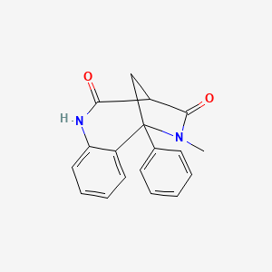 molecular formula C18H16N2O2 B1667695 5-Methyl-6-phenyl-1,3,5,6-tetrahydro-3,6-methano-1,5-benzodiazocine-2,4-dione CAS No. 166020-57-1