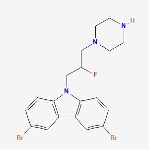 molecular formula C19H20Br2FN3 B1667711 3,6-dibromo-9-(2-fluoro-3-(piperazin-1-yl)propyl)-9H-carbazole CAS No. 335166-36-4