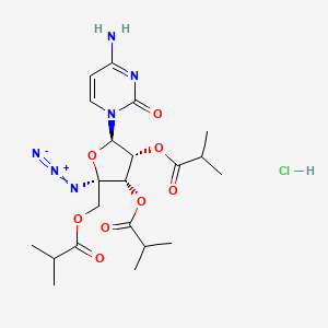 molecular formula C21H31ClN6O8 B1667719 4-Amino-1-(4-C-azido-2',3',5'-tri-O-(2-methylpropanoyl)-beta-D-ribofuranosyl)pyrimidin-2(1H)-one monohydrochloride CAS No. 690270-65-6