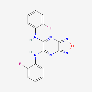 molecular formula C16H10F2N6O B1667726 N5,N6-双(2-氟苯基)-[1,2,5]恶二唑并[3,4-b]吡嗪-5,6-二胺 CAS No. 210302-17-3