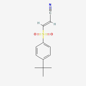 molecular formula C13H15NO2S B1667769 (E)-3-(4-tert-butylphenylsulfonyl)acrylonitrile CAS No. 196309-76-9