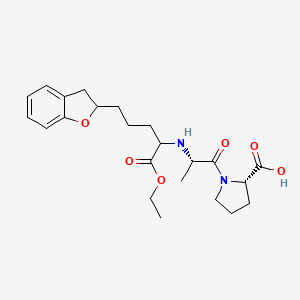 molecular formula C23H32N2O6 B1667802 (2S)-1-[(2S)-2-[[5-(2,3-dihydro-1-benzofuran-2-yl)-1-ethoxy-1-oxopentan-2-yl]amino]propanoyl]pyrrolidine-2-carboxylic acid CAS No. 84768-09-2