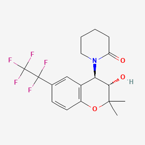 B1667808 3,4-Dihydro-2,2-dimethyl-4-(oxopiperidin-1-yl)-6-pentafluoroethyl-2H-1-benzopyran-3-ol CAS No. 131899-25-7