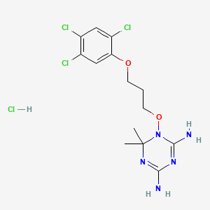 molecular formula C14H18Cl3N5O2 B1667809 6,6-Dimethyl-1-[3-(2,4,5-trichlorophenoxy)propoxy]-1,3,5-triazine-2,4-diamine hydrochloride CAS No. 30711-93-4