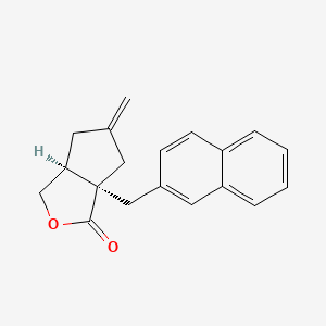 molecular formula C19H18O2 B1667811 1H-环戊(C)呋喃-1-酮，六氢-5-亚甲基-6a-(2-萘甲基)-，(3aS,6aS)- CAS No. 232605-26-4