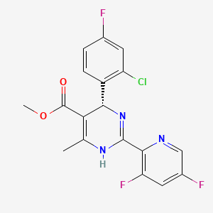 molecular formula C18H13ClF3N3O2 B1667814 5-Pyrimidinecarboxylic acid, 4-(2-chloro-4-fluorophenyl)-2-(3,5-difluoro-2-pyridinyl)-1,4-dihydro-6-methyl-, methyl ester, (4R)- CAS No. 298708-81-3