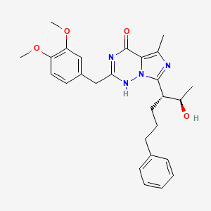 molecular formula C27H32N4O4 B1667819 2-[(3,4-dimethoxyphenyl)methyl]-7-[(2R,3R)-2-hydroxy-6-phenylhexan-3-yl]-5-methyl-1H-imidazo[5,1-f][1,2,4]triazin-4-one CAS No. 439083-90-6