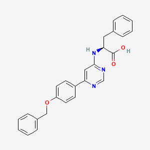 molecular formula C26H23N3O3 B1667821 (2R)-3-phenyl-2-[[6-(4-phenylmethoxyphenyl)pyrimidin-4-yl]amino]propanoic acid CAS No. 693790-96-4