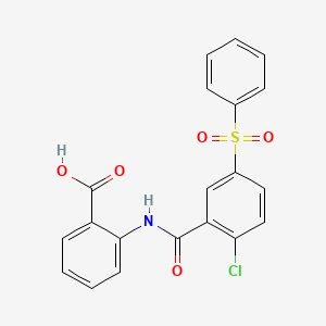 molecular formula C20H14ClNO5S B1667822 2-[[5-(Benzenesulfonyl)-2-chlorobenzoyl]amino]benzoic acid CAS No. 724440-27-1