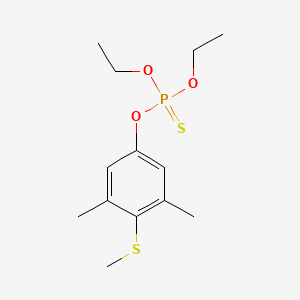 molecular formula C13H21O3PS2 B1667824 Phosphorothioic acid, O-(3,5-dimethyl-4-(methylthio)phenyl) O,O-diethyl ester CAS No. 52-60-8