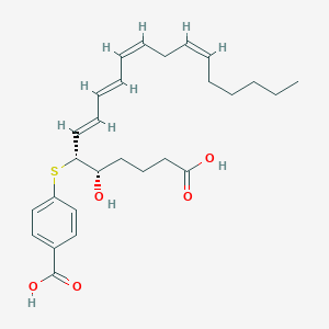 B1667826 4-{[(4S,5R,6E,8E,10Z,13Z)-1-carboxy-4-hydroxynonadeca-6,8,10,13-tetraen-5-yl]sulfanyl}benzoic acid CAS No. 154978-38-8