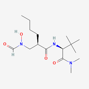 molecular formula C16H31N3O4 B1667828 2-[(Formyl-hydroxy-amino)-methyl]-hexanoic acid (1-dimethylcarbamoyl-2,2-dimethyl-propyl)-amide CAS No. 235784-88-0