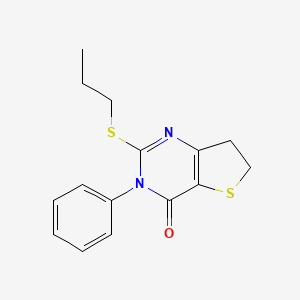 molecular formula C15H16N2OS2 B1667834 3-phenyl-2-(propylthio)-6,7-dihydrothieno[3,2-d]pyrimidin-4(3H)-one CAS No. 686770-80-9