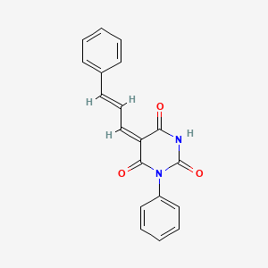 molecular formula C19H14N2O3 B1667836 1-Phenyl-5-cinnamylidenepyrimidine-2,4,6(1H,3H,5H)-trione CAS No. 94212-33-6