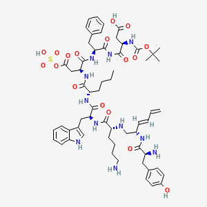 (3R)-4-[[(2S)-2-[[(2S)-2-[[(2S)-2-[[(2S)-2-[[(2R)-6-amino-2-[[(2S,3E)-2-[[(2S)-2-amino-3-(4-hydroxyphenyl)propanoyl]amino]hexa-3,5-dienyl]amino]hexanoyl]amino]-3-(1H-indol-3-yl)propanoyl]amino]hexanoyl]amino]-4-oxo-4-sulfooxybutanoyl]amino]-3-phenylpropanoyl]amino]-3-[(2-methylpropan-2-yl)oxycarbonylamino]-4-oxobutanoic acid