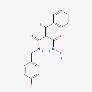 molecular formula C17H15FN2O3 B1667849 (2Z)-N1-[(4-Fluorophenyl)methyl]-N3-hydroxy-2-(phenylmethylene)-propanediamide CAS No. 934618-96-9
