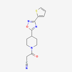 molecular formula C14H14N4O2S B1667850 3-Oxo-3-{4-[3-(Thiophen-2-Yl)-1,2,4-Oxadiazol-5-Yl]piperidin-1-Yl}propanenitrile CAS No. 1001468-07-0