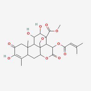 molecular formula C26H32O11 B1667952 Methyl 10,15,16-trihydroxy-9,13-dimethyl-3-(3-methylbut-2-enoyloxy)-4,11-dioxo-5,18-dioxapentacyclo[12.5.0.01,6.02,17.08,13]nonadec-9-ene-17-carboxylate CAS No. 14907-98-3