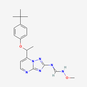 molecular formula C19H24N6O2 B1667968 N-{7-[1-(4-tert-butyl-phenoxy)ethyl]-[1,2,4]triazolo[1,5-a]pyrimidin-2-yl}-N'-methoxy-formamidine CAS No. 477865-65-9