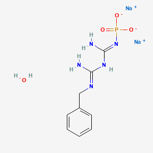 molecular formula C9H14N5Na2O4P B1667991 disodium;1-(N'-benzylcarbamimidoyl)-2-phosphonatoguanidine;hydrate CAS No. 52658-53-4