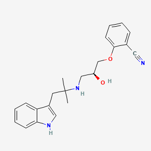 molecular formula C22H25N3O2 B1668019 2-[(2s)-3-[[1-(1h-Indol-3-Yl)-2-Methyl-Propan-2-Yl]amino]-2-Oxidanyl-Propoxy]benzenecarbonitrile CAS No. 91548-61-7