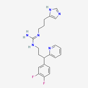 molecular formula C21H24F2N6 B1668031 Guanidine, N-(3-(3,4-difluorophenyl)-3-(2-pyridinyl)propyl)-N'-(3-(1H-imidazol-4-yl)propyl)- CAS No. 114667-74-2