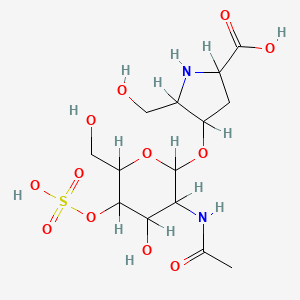 B1668046 4-[3-Acetamido-4-hydroxy-6-(hydroxymethyl)-5-sulfooxyoxan-2-yl]oxy-5-(hydroxymethyl)pyrrolidine-2-carboxylic acid CAS No. 92953-56-5