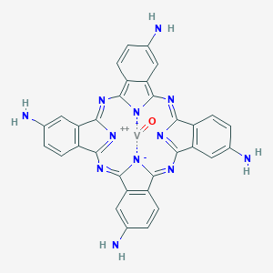 molecular formula C32H20N12OV B166809 2,11,20,29,37,39-Hexaza-38,40-diazanidanonacyclo[28.6.1.13,10.112,19.121,28.04,9.013,18.022,27.031,36]tetraconta-1,3,5,7,9,11,13(18),14,16,19(39),20,22(27),23,25,28,30(37),31(36),32,34-nonadecaene-6,15,24,33-tetramine;oxovanadium(2+) CAS No. 132503-15-2