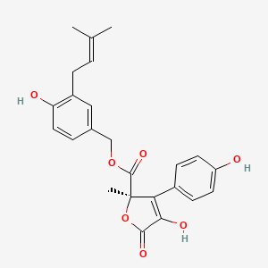 molecular formula C24H24O7 B1668136 methyl 4-hydroxy-2-[[4-hydroxy-3-(3-methylbut-2-enyl)phenyl]methyl]-3-(4-hydroxyphenyl)-5-oxofuran-2-carboxylate CAS No. 87414-49-1