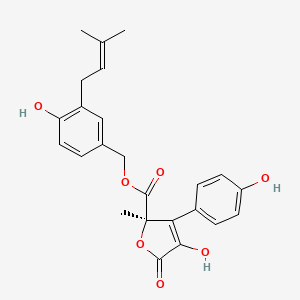 molecular formula C24H24O7 B1668136 [4-hydroxy-3-(3-methylbut-2-enyl)phenyl]methyl (2R)-4-hydroxy-3-(4-hydroxyphenyl)-2-methyl-5-oxofuran-2-carboxylate CAS No. 87414-49-1