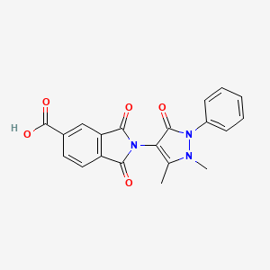 molecular formula C20H15N3O5 B1668142 2-(1,5-dimethyl-3-oxo-2-phenyl-2,3-dihydro-1H-pyrazol-4-yl)-1,3-dioxoisoindoline-5-carboxylic acid CAS No. 292870-53-2