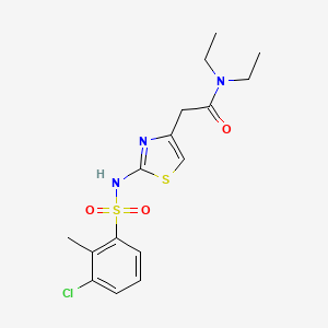 molecular formula C16H20ClN3O3S2 B1668146 2-(2-(3-chloro-2-methylphenylsulfonamido)thiazol-4-yl)-N,N-diethylacetamide CAS No. 376638-65-2