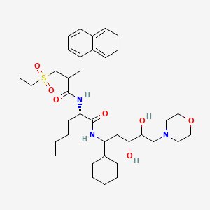 molecular formula C37H57N3O7S B1668150 5-(N-(3-Ethylsulfonyl-2-(1-naphthylmethyl)propionyl)norleucyl)amino-5-cyclohexyl-1-morpholino-2,3-pentanediol CAS No. 120716-81-6