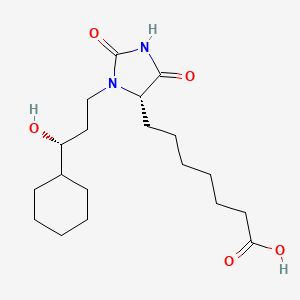 molecular formula C19H32N2O5 B1668152 (R-(R*,S*))-3-(3-Cyclohexyl-3-hydroxypropyl)-2,5-dioxoimidazolidine-4-heptanoic acid CAS No. 72814-32-5