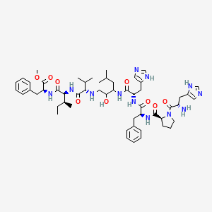 B1668155 methyl (2S)-2-[[(2S,3S)-2-[[(2S)-2-[[3-[[(2S)-2-[[(2S)-2-[[(2S)-1-[(2S)-2-amino-3-(1H-imidazol-5-yl)propanoyl]pyrrolidine-2-carbonyl]amino]-3-phenylpropanoyl]amino]-3-(1H-imidazol-5-yl)propanoyl]amino]-2-hydroxy-5-methylhexyl]amino]-3-methylbutanoyl]amino]-3-methylpentanoyl]amino]-3-phenylpropanoate CAS No. 101559-44-8