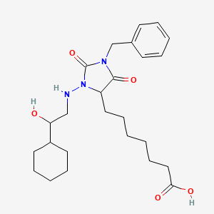 molecular formula C25H37N3O5 B1668160 3-Benzyl-5-(6-carboxyhexyl)-1-(2-cyclohexyl-2-hydroxyethylamino)hydantoin CAS No. 118675-50-6