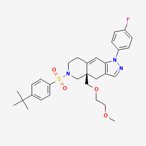 molecular formula C30H36FN3O4S B1668170 (4aR)-6-(4-tert-butylphenyl)sulfonyl-1-(4-fluorophenyl)-4a-(2-methoxyethoxymethyl)-4,5,7,8-tetrahydropyrazolo[3,4-g]isoquinoline CAS No. 864972-30-5