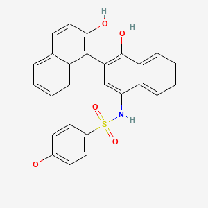 molecular formula C27H21NO5S B1668181 N-(1',2-dihydroxy-[1,2'-binaphthalen]-4'-yl)-4-methoxybenzenesulfonamide CAS No. 432001-19-9