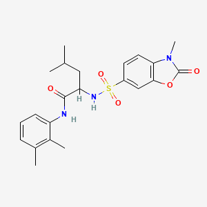 molecular formula C22H27N3O5S B1668184 2-[[(2,3-Dihydro-3-methyl-2-oxo-6-benzoxazolyl)sulfonyl]amino]-N-(2,3-dimethylphenyl)-4-methyl-pentanamide CAS No. 1094693-07-8