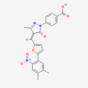 molecular formula C24H19N3O6 B1668185 4-[(4Z)-4-[[5-(4,5-二甲基-2-硝基苯基)呋喃-2-基]亚甲基]-3-甲基-5-氧代吡唑-1-基]苯甲酸 CAS No. 328968-36-1