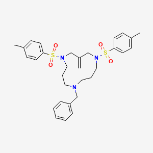 molecular formula C31H39N3O4S2 B1668197 9-Benzyl-3-methylene-1,5-bis(p-tolylsulfonyl)-1,5,9-triazacyclododecane CAS No. 182316-44-5