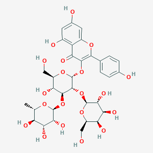molecular formula C33H40O20 B1668244 5,7-dihydroxy-3-[(2R,3R,4S,5R,6R)-5-hydroxy-6-(hydroxymethyl)-3-[(2S,3R,4S,5R,6R)-3,4,5-trihydroxy-6-(hydroxymethyl)oxan-2-yl]oxy-4-[(2S,3R,4R,5R,6S)-3,4,5-trihydroxy-6-methyloxan-2-yl]oxyoxan-2-yl]oxy-2-(4-hydroxyphenyl)chromen-4-one CAS No. 135095-52-2