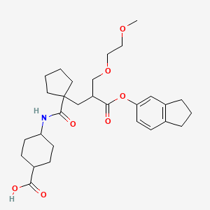 molecular formula C29H41NO7 B1668255 4-[[1-[3-(2,3-dihydro-1H-inden-5-yloxy)-2-(2-methoxyethoxymethyl)-3-oxopropyl]cyclopentanecarbonyl]amino]cyclohexane-1-carboxylic acid CAS No. 118785-03-8