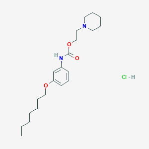B1668320 Carbanilic acid, m-heptyloxy-, 2-piperidinoethyl ester, hydrochloride CAS No. 55792-22-8