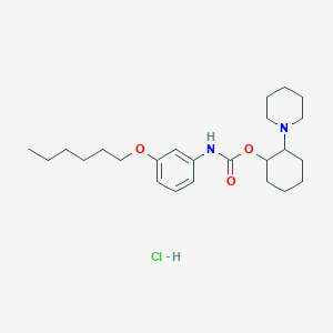 Carbanilic acid, m-hexyloxy-, 2-piperidinocyclohexyl ester, hydrochloride, (E)-
