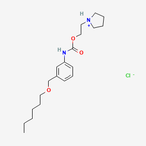 molecular formula C20H33ClN2O3 B1668325 Carbanilic acid, m-((hexyloxy)methyl)-, 2-(1-pyrrolidinyl)ethyl ester, hydrochloride CAS No. 80171-66-0