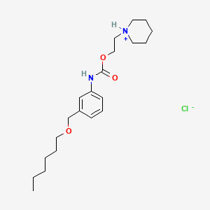molecular formula C21H35ClN2O3 B1668327 Carbanilic acid, m-((hexyloxy)methyl)-, 2-piperidinoethyl ester, hydrochloride CAS No. 80171-78-4