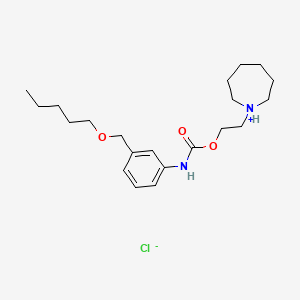 molecular formula C21H35ClN2O3 B1668335 Carbanilic acid, m-((pentyloxy)methyl)-, 2-(hexahydro-1H-azepin-1-yl)ethyl ester, hydrochloride CAS No. 80171-89-7