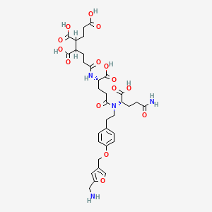 molecular formula C34H44N4O15 B1668361 7-[[(1S)-4-[[(1S)-4-Amino-1-carboxy-4-oxobutyl]-[2-[4-[[5-(aminomethyl)furan-3-yl]methoxy]phenyl]ethyl]amino]-1-carboxy-4-oxobutyl]amino]-7-oxoheptane-1,3,4-tricarboxylic acid CAS No. 89873-36-9